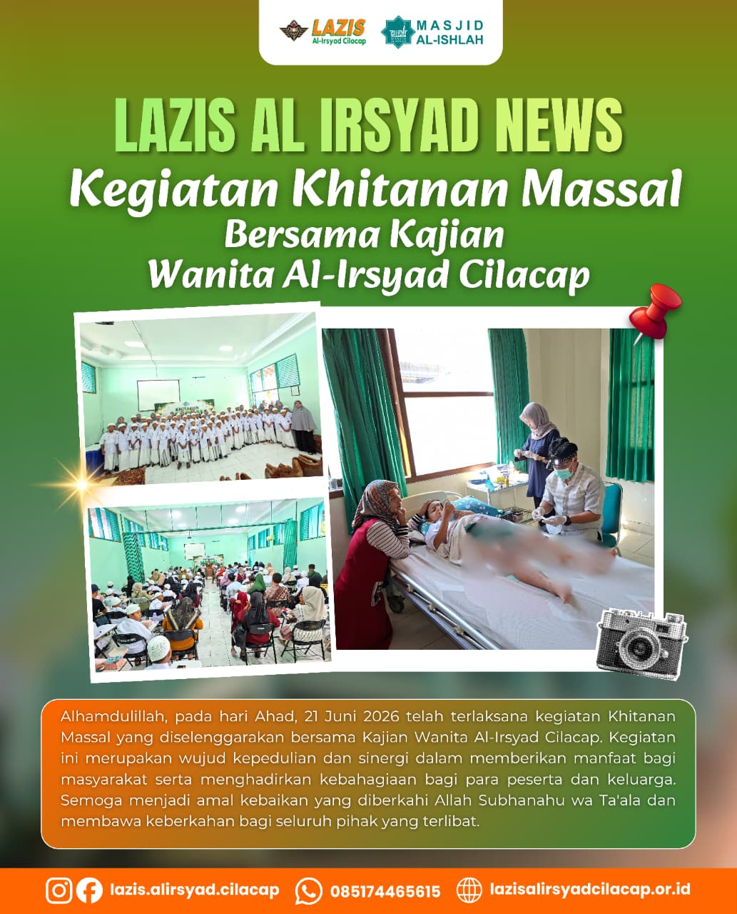 Kegiatan Khitanan Massal 2026 Bersama Kajian Wanita Al-Irsyad Cilacap Berjalan Lancar