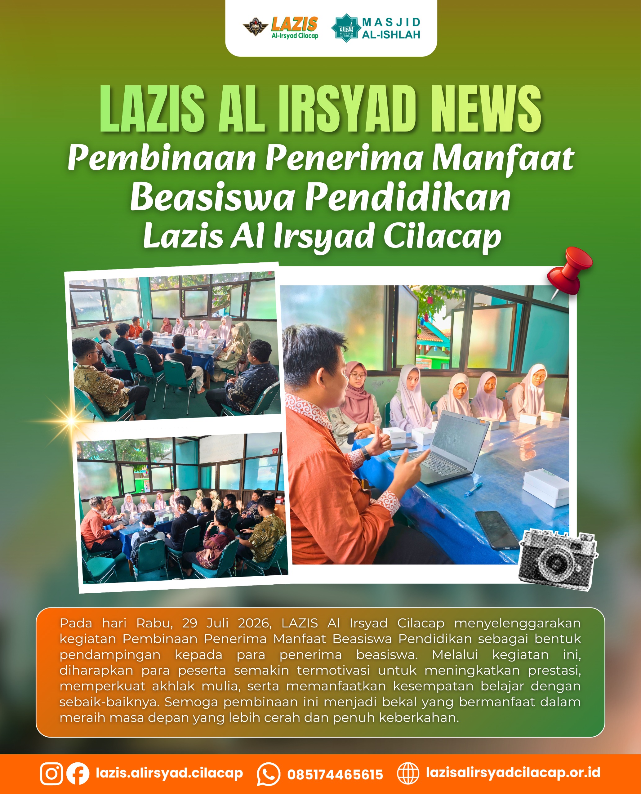 Pembinaan Penerima Manfaat Beasiswa Pendidikan LAZIS Al Irsyad Cilacap